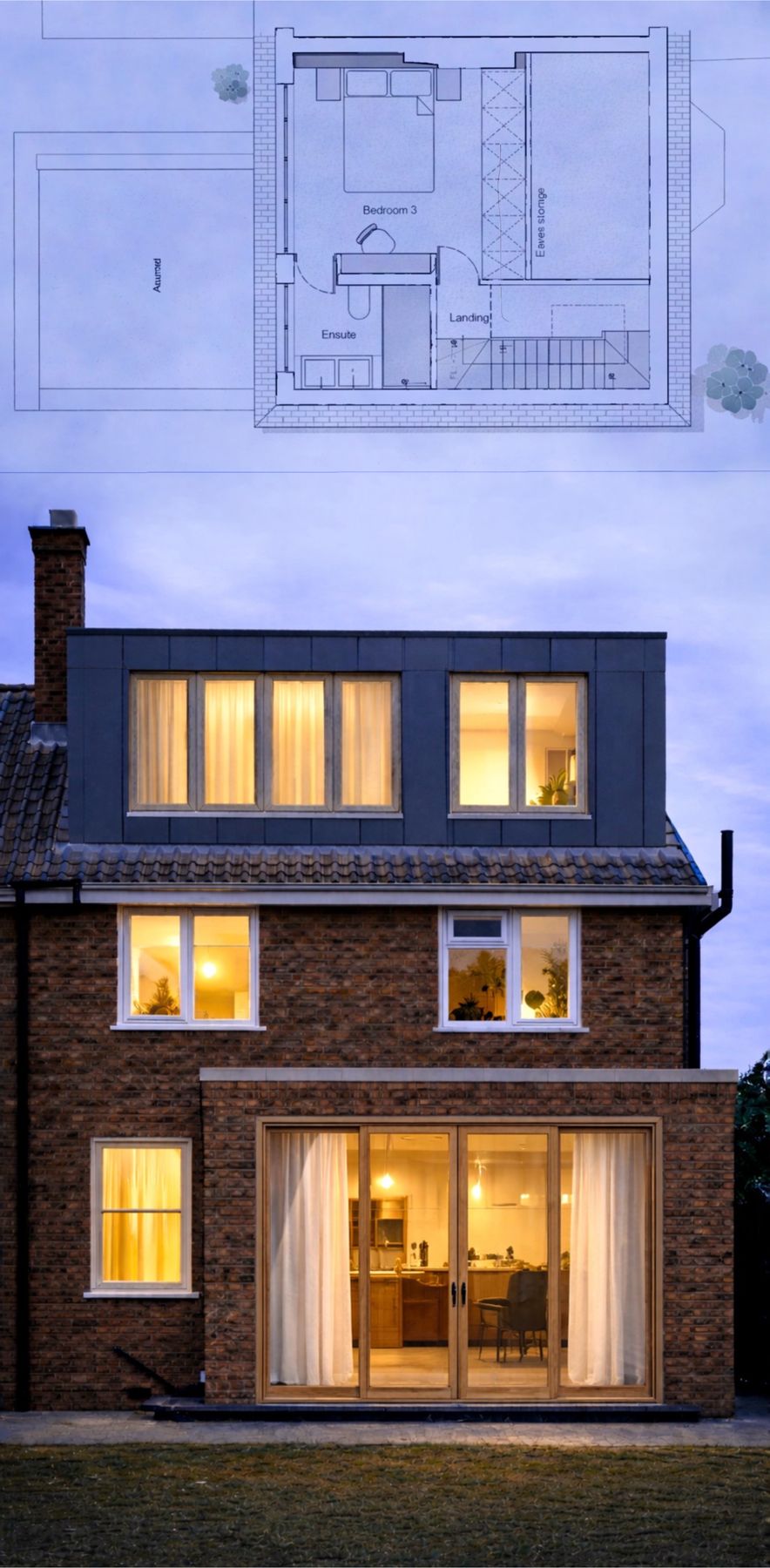 Completed rear elevation