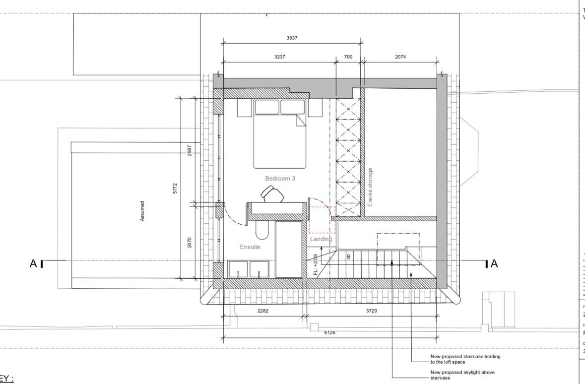 Loft floor plan with dimensions