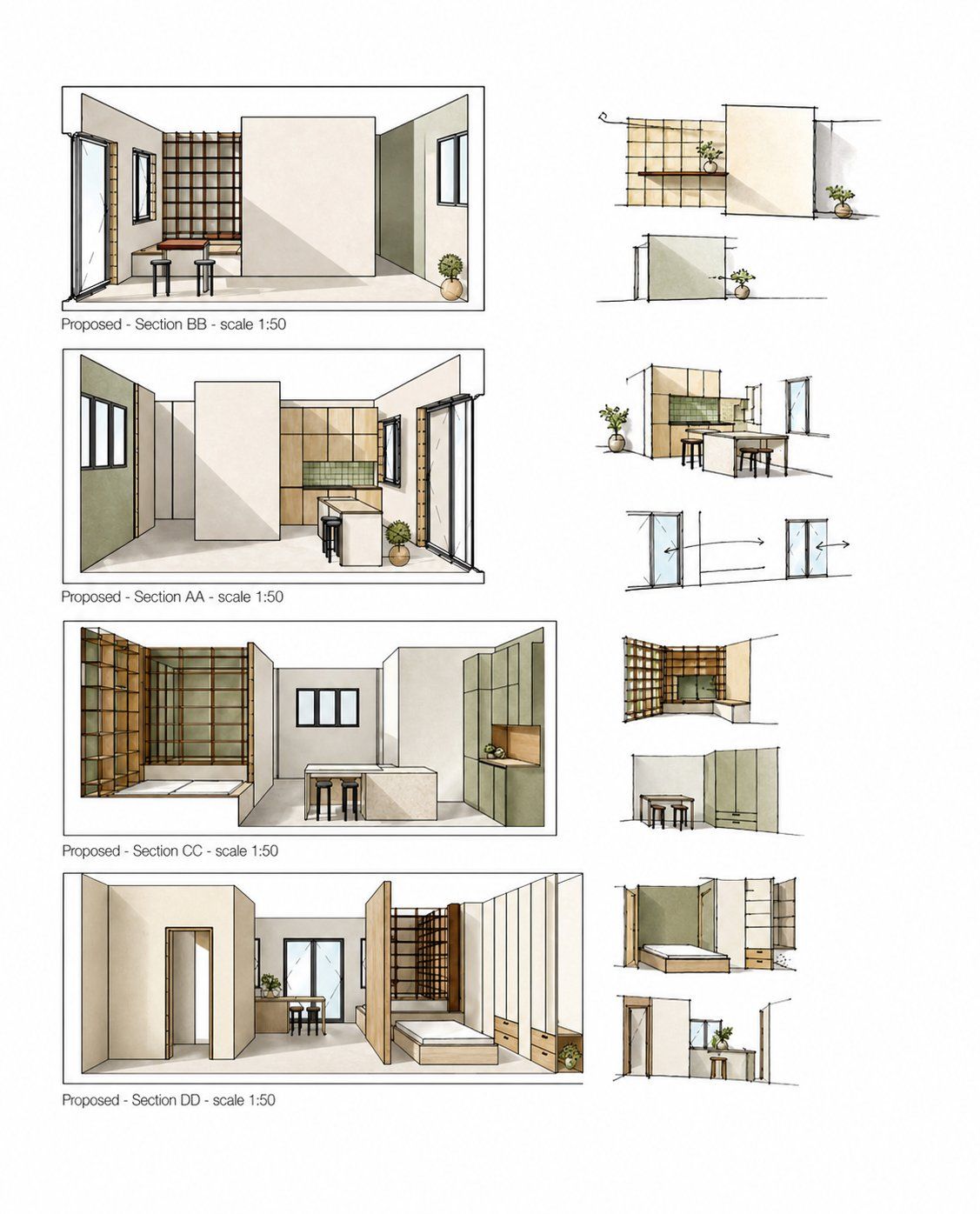 Hand-rendered sections